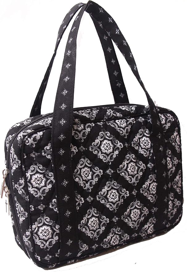 DIWI Quilted Bible Cover Large Sizes 10 X 7 X 2.75 Inches Bible Tote Good Book Case (L, C2 Deep Night)