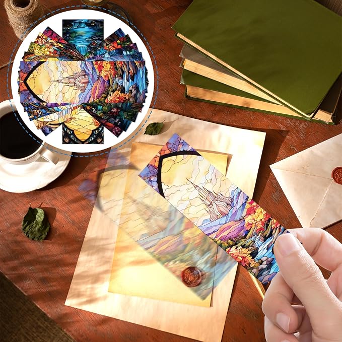 Fantastic Stained Glass Transparent Bookmark - Wxiben 10 Pcs Moon Castle Transparent PVC Bookmark Dark Romance Book Mark Page Clips Gifts for Women Men Book Lovers Teacher Student Bookish Readers