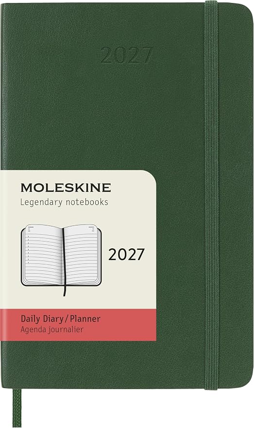 Moleskine Classic 12 Month 2027 Daily Planner, Soft Cover, Pocket (3.5" x 5.5"), Myrtle Green, 400 pages