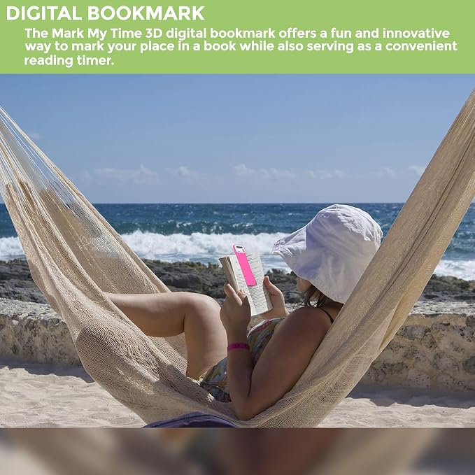 Mark My Time Reading Timer and Bookmark for Kids, Bookmarks and Reading Incentives, Great Christmas Gift & Stocking Stuffer for Book Lovers - Hot Pink