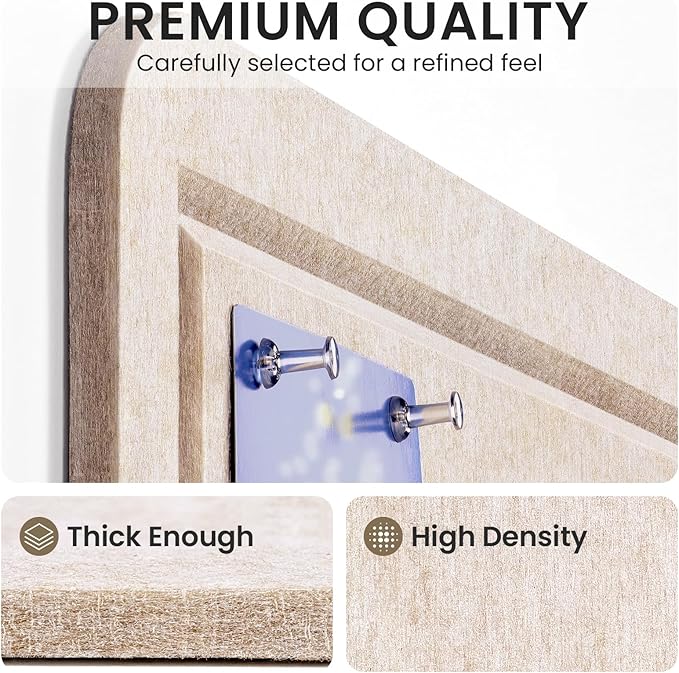 Large Bulletin Board, 35 X 24 Inches Felt Cork Board with 40 Pushpins, Foldable Felt Notice Pin Board Photo Display Board with Self-Adhesive Tape for Office Home School (Oatmeal, 35x24 inch)