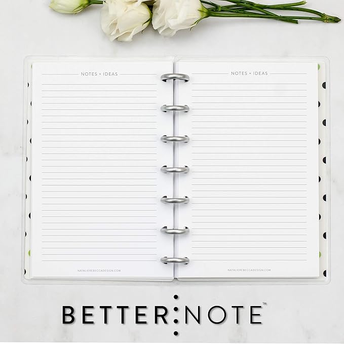 BetterNote Notes Refill Pages for Disc Notebooks, fits Happy Planner, Levenger Circa, TUL, Staples Arc, InkWell Press, Talia (Classic- 25 Sheets, 7-Disc, 4.6”x7”)