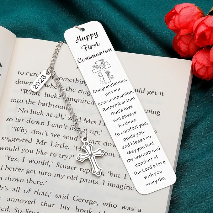 First Communion Gifts for Girls First Communion Gifts for Boys Women Men 1st Holy Communion Bookmark Baptism Confirmation Gifts for Teen Christian Religious Easter Gifts for Kid Easter Basket Stuffers