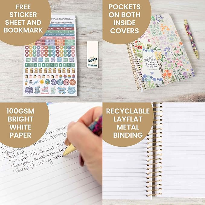 bloom daily planners 2025 Planner - Calendar Year Day Planner (January 2025 - December 2025) - 5.5” x 8.25” - Weekly/Monthly Agenda Organizer Book with Stickers & Bookmark - Garden Party, Beige