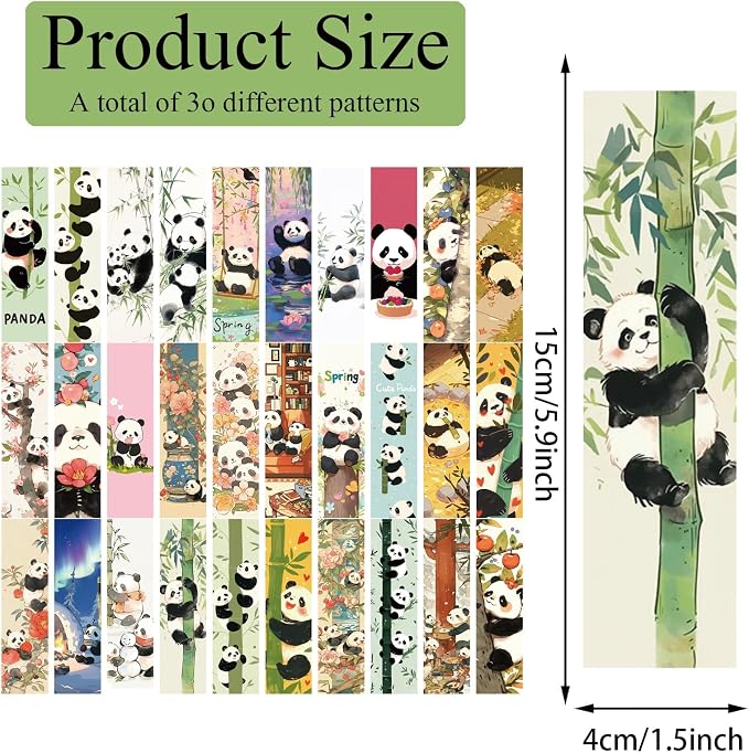 30 Pcs Panda Bookmarks for Kids Animal Theme Bookmark Cute Panda Bookmark for School Office Students Teens Book Reading Lovers Classroom Favors