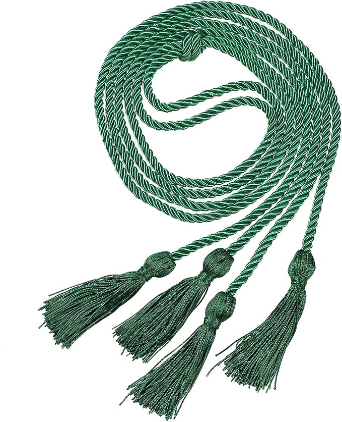 Graduation Double Honor Cords with Tassels Braided Academic Ropes for High School College Ceremony 68 Inch (Kelly Green)