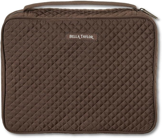 Bella Taylor Quilted Bible Cover for Women - Large Study Bible Case - Chocolate Brown