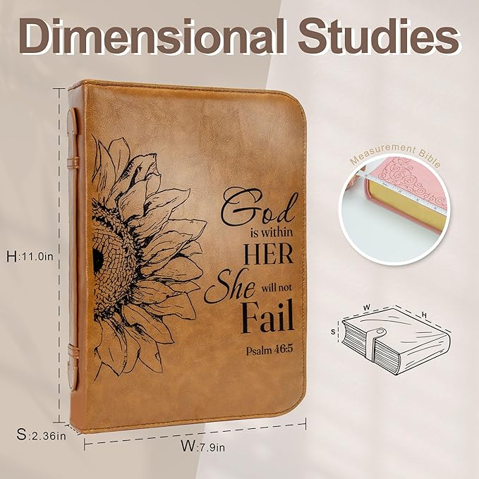 GUEER Bible Cover for Men, Bible Holder, Bible Cover Carrier Carrying Organizer Bag, Zipper and Pockets for Standard Size Bible, Gift for Men (NoLeather Flower)