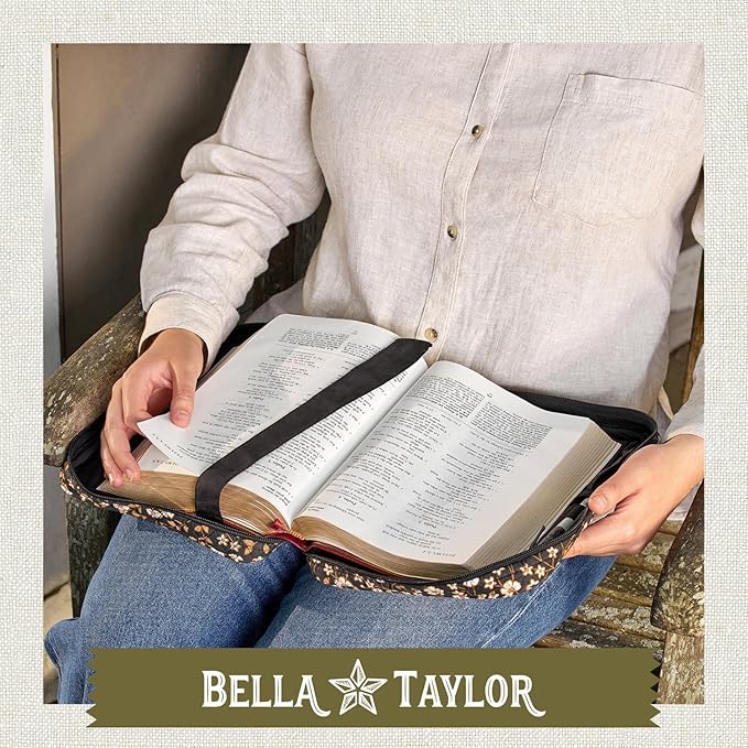 Bella Taylor Quilted Bible Cover for Women - Large Study Bible Case - Vintage Vine Midnight