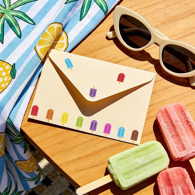 Whaline 1200Pcs Ice Pop Mini Stickers Holographic Summer Popsicle Self Adhesive Stickers Ice Lolly Sparkly Label Decals for Craft Scrapbook Envelope Reward, 10 Sheets