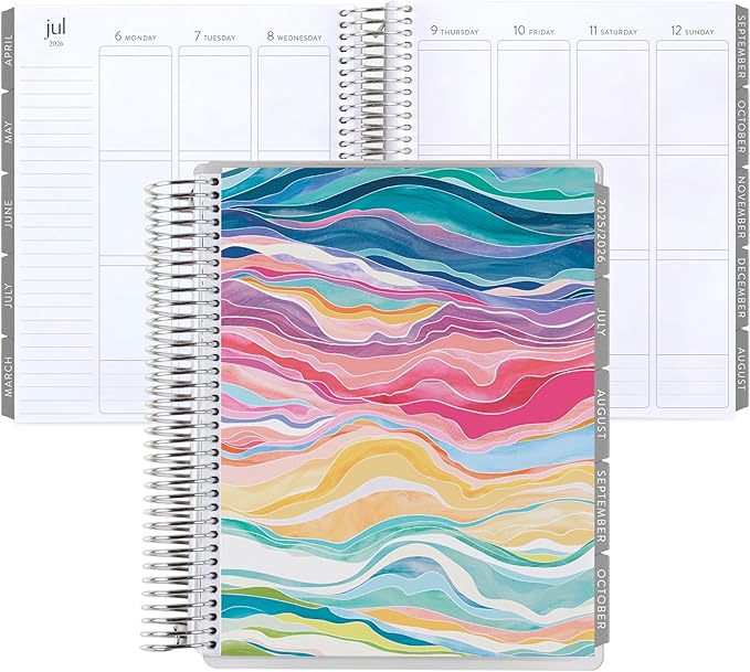 Erin Condren 18-Month Spiral Life Planner (Jul 2025 - Dec 2026), 7”x9” Weekly and Monthly Planner, 80 Lb. Text Weight Paper, Layers Colorful Covers, Minimal Theme, Vertical Layout, Platinum Coil
