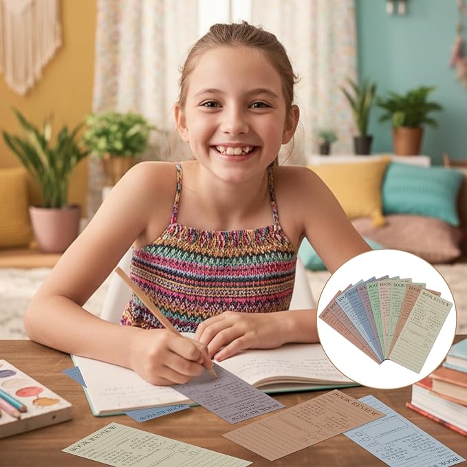 L1rabe Boho Book Review Bookmarks - Back to School Gift 120Pcs Book Page Marker Reading Log for Readers Bookworm Bookish Gift, Reading Page Tracker for Students Teachers Women to Review & Tracker