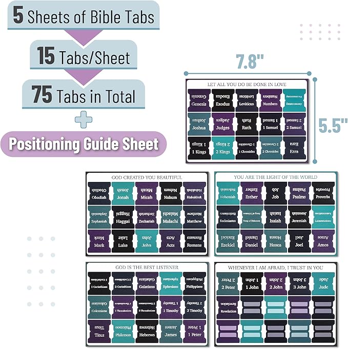 Mr. Pen- Bible Tabs, 75 pcs, Celestial Symphony, Silver Foil Embossed Lettering Laminated Bible Tabs for Women and Men, Large Print Bible Index Tabs