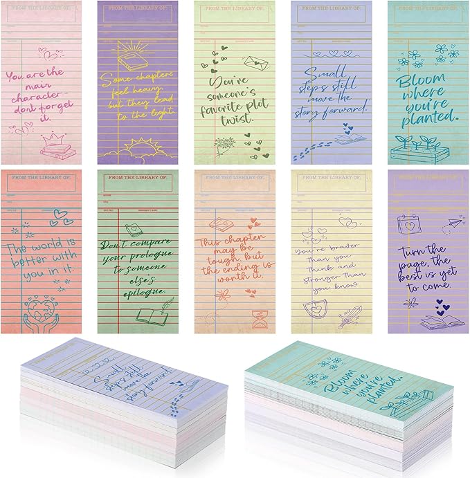 Gersoniel 200 Pcs Vintage Library Paper Bookmarks Motivational Quotes Aesthetic Bookmarks Bulk Library Card Paper Bookmark Forfor Women Girls Students Book Lovers School Reading Bookish Gift