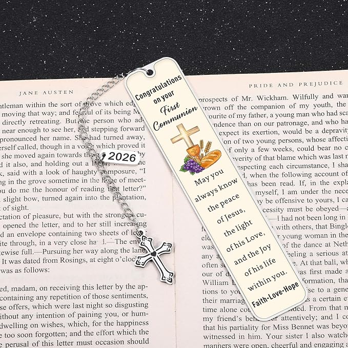 2026 First Communion Gifts for Girls Boys - 1st Communion Gifts for Boys Girls Catholic First Communionn Bookmark Girl Boy Easter Basket Stuffers Christian Bookmarks for Her Him Easter Gift for Kids