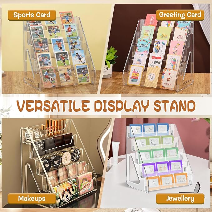 5 Tier Acrylic Bookmark Display Stand for 2. 2'' Bookmark, Portable Sticker Holder Greeting Card Display for Business Vendor, Retail Store Shop