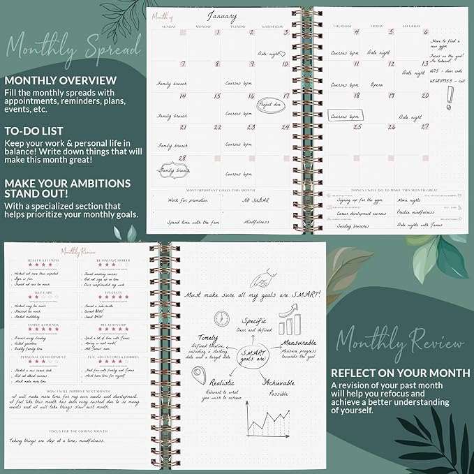 PLANBERRY Large Weekly Planner Premium – Undated Life & Budget Planner – Organizer & Productivity Journal, 8x10.4″ (Green Pastures)