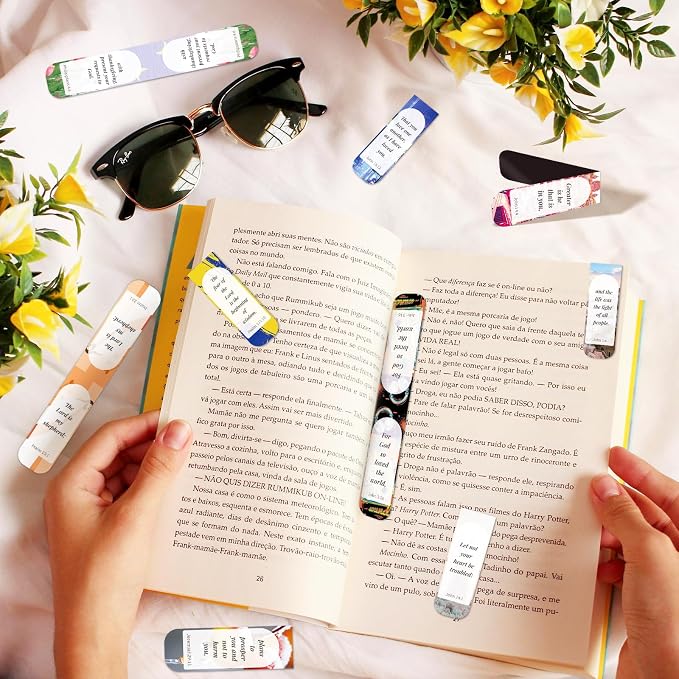 50 PCS Magnetic Bible Bookmarks for Men & Women - Inspirational Scripture Verse Page Markers with Tabs, Bulk Christian Gifts,Religious Reading Accessories