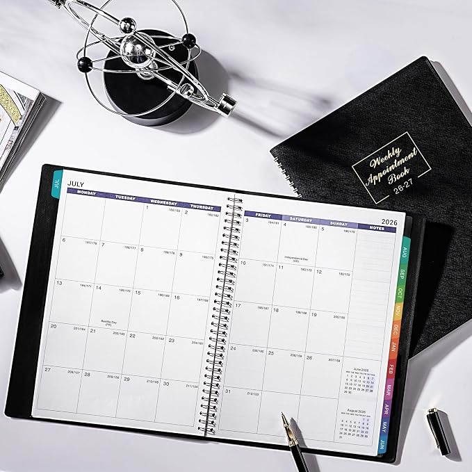 2026-2027 Weekly Appointment Book - Daily Hourly Planner 2026-2027 from Jul. 2026 - Jun. 2027, 8.5" x 11", 15-Minute Interval, Monthly Tabs, Leather Cover, Perfect for Your Life
