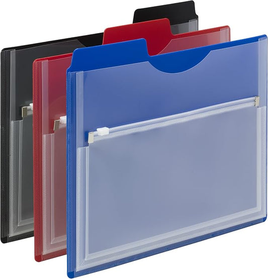 Smead Poly Project Organizer with Zip Pouch, 1/3-Cut Tab, 1/2” Expansion, Letter Size, Assorted Colors, 3 Count (89614) (Pack of 10)