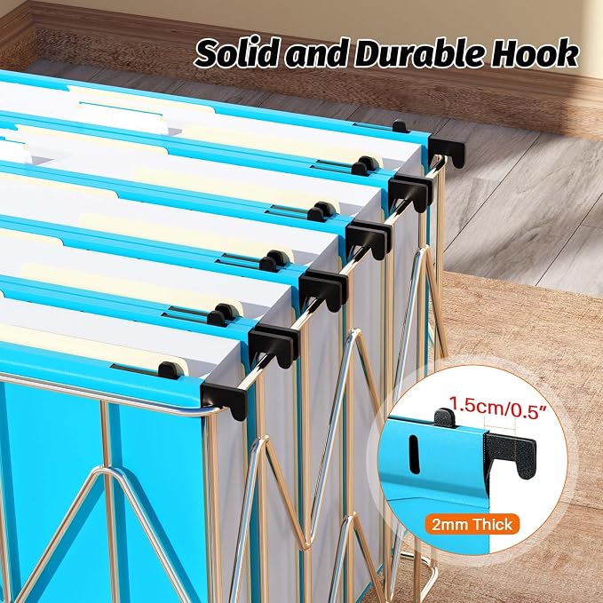 Shutex Extra Capacity Plastic Hanging File Folders,12 Pack Reinforced Hang Folders,Heavy Duty 2 Inch Expansion,Plastic Filing Cabinet Folders,Letter Size,Designed for Bulk Files, Medical Charts,Blue