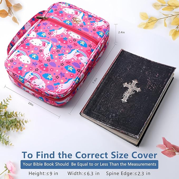 G-LEAF Bible Cover Case/Book Cover Floral Pattern with Handle Fits for Standard Size Bible, 9 x 6.3 x 2.4 in, Pink