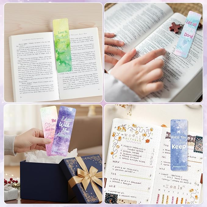 WSICSE 48 Pcs Bible Verse Magnetic Bookmarks, 24 Christian Scripture Double Sided Book Marks for Reading Women Students Teachers School Church Office Gifts