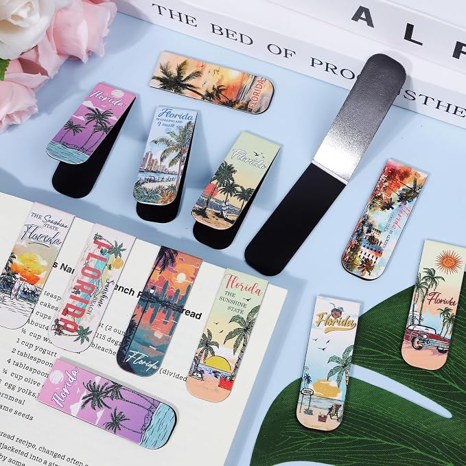 Wxiben Florida Magnetic Bookmark Gifts - 48PCS Traveling City Magnetic Bookmarks USA City Book Marks Page Magnets Marker Clip for Women Book Lovers Traveler Students Teacher Florida Souvenirs Gift