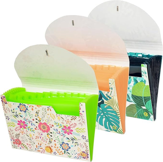 CNK File Folders Organizer with 13 Pockets Accordion Expanding Folder Documents Receipt Document Paper Pocket Filing Accordian Important Expandable Holder Files Alphabetical Labels Letter