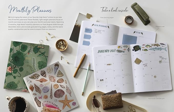 High Note 2027 Monthly Planner, 17-Month Planner: August 2026 – December 2027, 7.75" x 9.75", Orders of the Animals with Flexible Cover, Gold Foil, Project & Goal Planning Pages