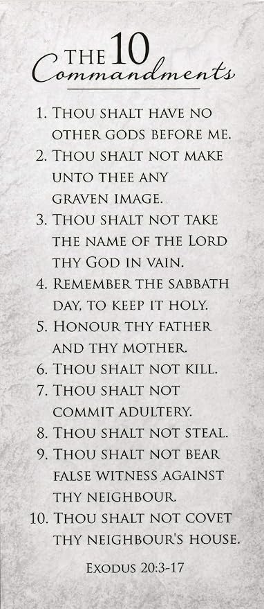 10 Commandments Textured White 6 x 2.5 Cardstock Decorative Magnetic Bookmark