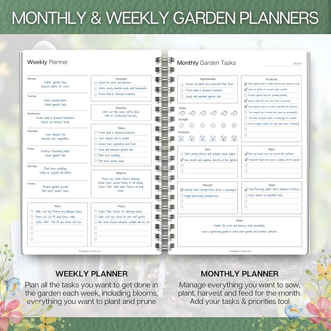 Gardening Planner & Plant Journal | Planting Calendar, Plant Care, Seed Starting, Herb Notes, Garden Planner (Botanical)