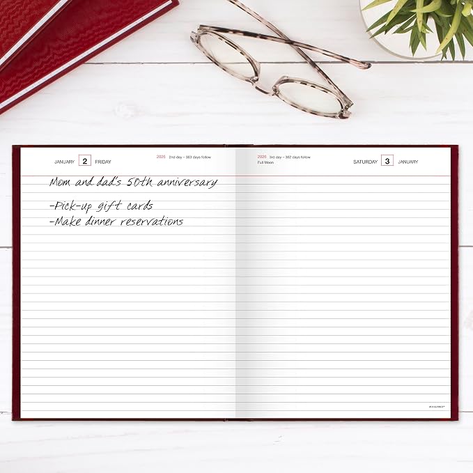 AT-A-GLANCE 2026 Standard Daily Planner, 7-1/2" x 9-1/2", Medium, 12-Month, Hardcover, Red (SD3741326)