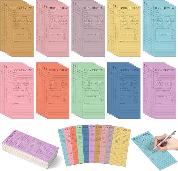 L1rabe Candy Book Review Bookmarks - Back to School 120Pcs Book Page Marker Reading Log for Readers Bookworm Bookish Gift, Reading Page Tracker for Students Teachers Women to Review & Tracker