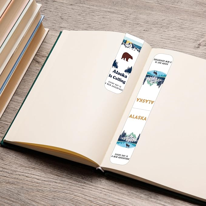 Alaska Souvenirs Magnetic Bookmarks, 30PCS Alaska Gifts Book Mark Clips with 15 Designs, Travel Souvenirs Gifts for Men Women Travelers Readers Office School Supplies