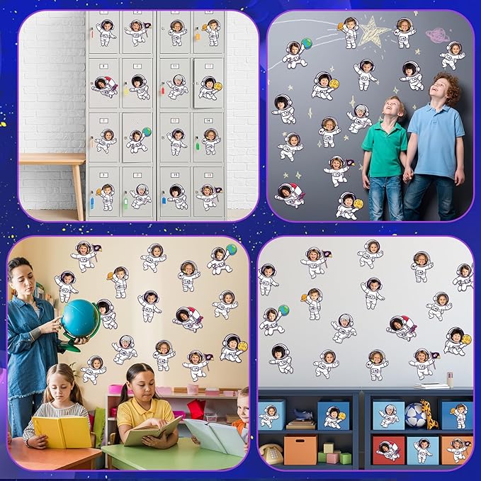 gisgfim 80Pcs Outer Space Cutouts Back to School Decorations Bulletin Board Astronaut Paper Cut-Outs Classroom Decor for Boy DIY Craft Photo Wall Solar System Kindergarten Preschool Party Favor Supply