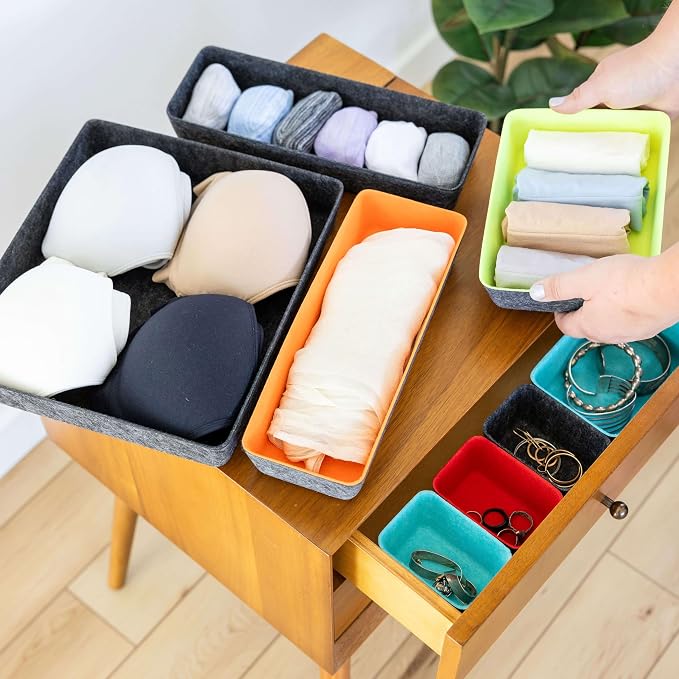 Three by Three Seattle Felt·Like·It! Felt Bins for Office, Crafts, Classroom, Living Room, Bedroom: Multicolor, Set of 8