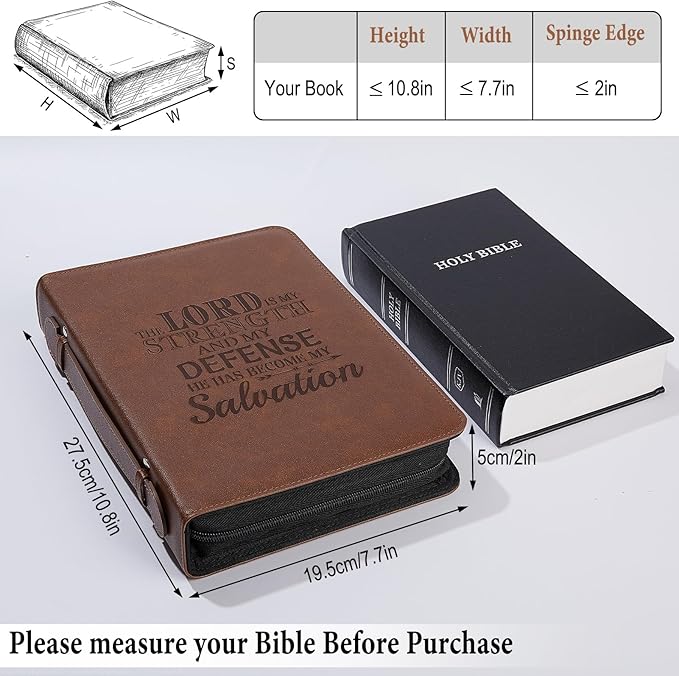 Bible Cover Case for Women and Men, PU Leather Bible Bag Bible Study Supplies Accessories with Detachable Wrist Strap