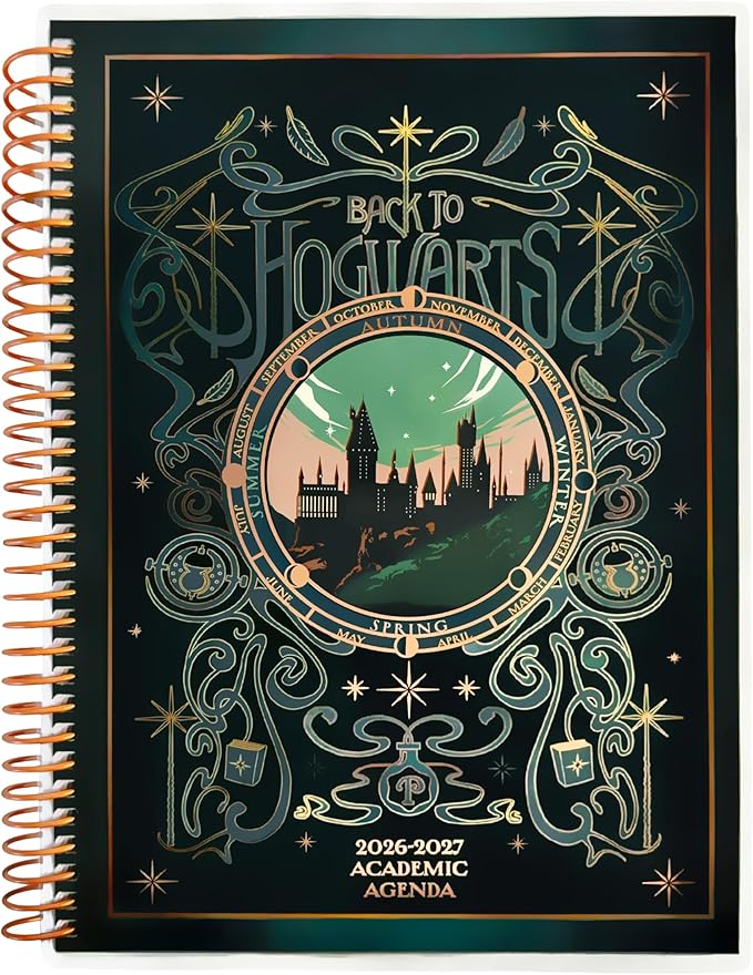 ConQuest Journals Harry Potter 2026-2027 Hogwarts Academic Agenda, July - June, 8.5'' x 6.5'', Spiral-Bound, Weekly/Monthly Calendar Planner Pages, Sticker Sheets, School Supplies, Officially Licensed