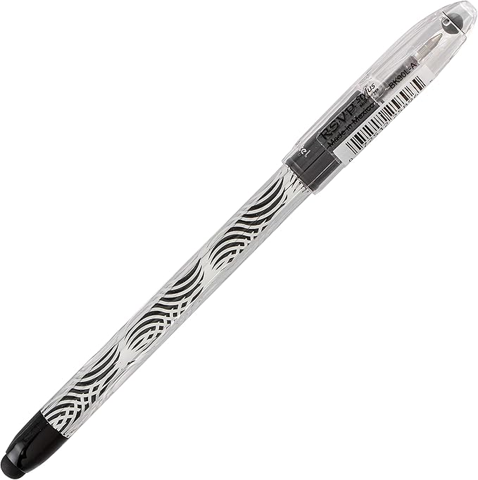 Pentel RSVP STYLUS Ballpoint Pen, Fine Line, Black Ink (BK90L-A) (12 count)