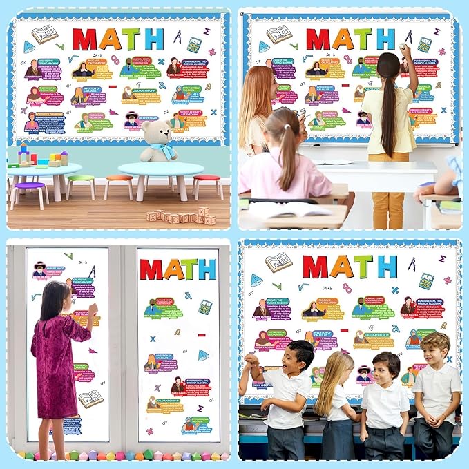 Famous Mathematicians Classroom Decor Math Bulletin Board Posters Classroom Decorations Educational Math Teacher Supplies Set Mathematicians Cutout for Back to School Home Office Window Wall Door