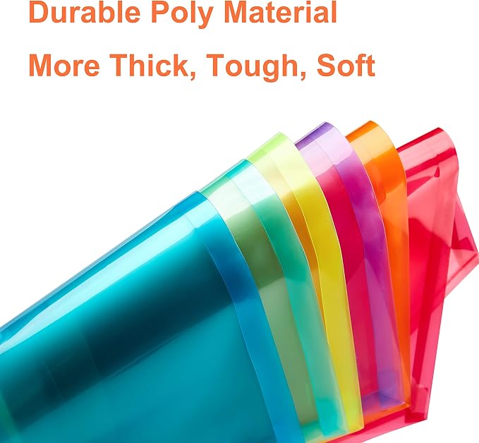 FANWU Plastic Legal Size Expandable Envelopes with String Tie Closure, 1-1/4" Expansion, Side Load, Clear File Folders Poly Project Paper Documents Organizer for Office School Home 12 Pack
