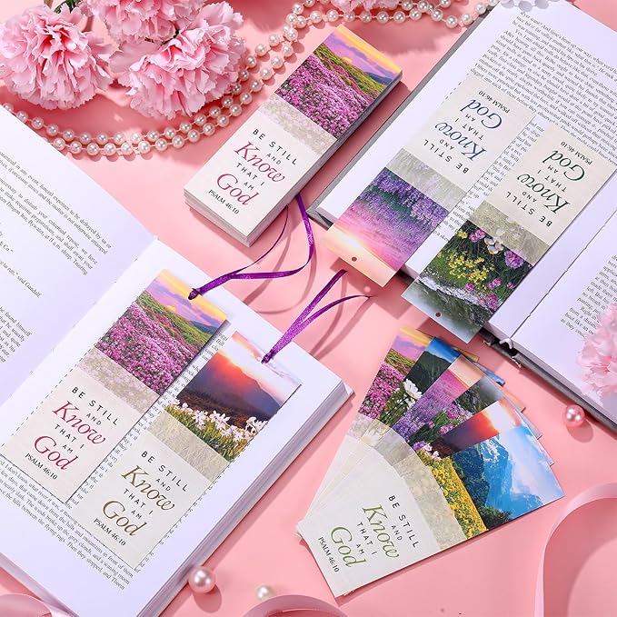 Dispowreath 60 Pcs Be Still and Know that I Am God Bookmarks Religious Psalm 46: 10 Bookmarks Church Exchange Gifts for Sunday School Vbs Church Prizes Party Favors