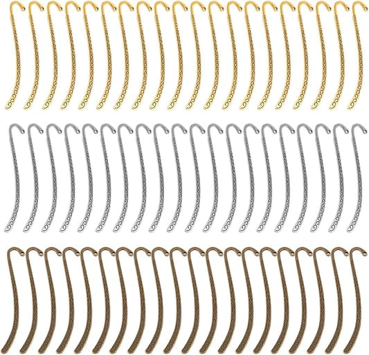 Framendino, 60 Pieces Alloy Bookmark Hook Retro Silver Metal Carving Book Marks with Tibetan DIY for Teacher Reading Enthusiasts