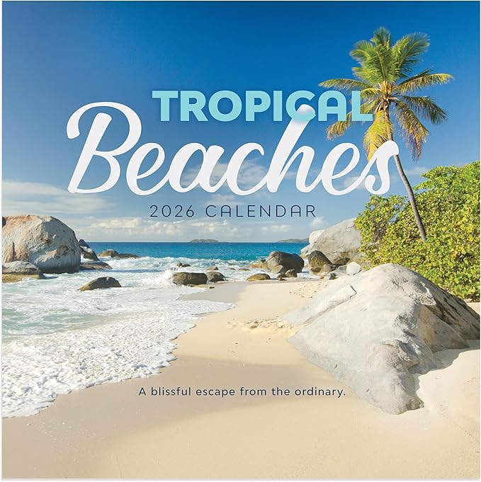 TF Publishing 2026 Tropical Beaches Mini Calendar with Monthly Grids for Appointments and Scheduling - Vertical Small Wall Calendar 2026 w/Premium Gloss Paper for Home and Office Organization - 7x7in