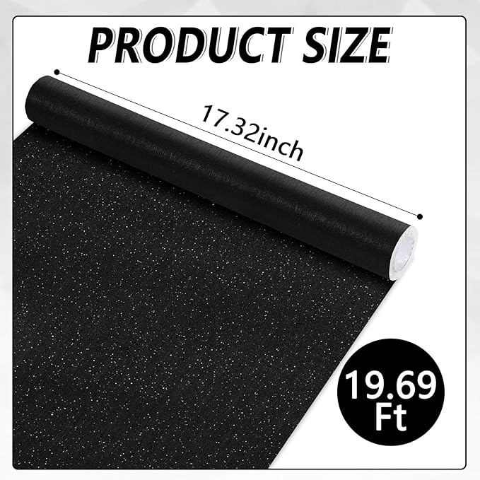 Qyeahkj 17in x 20ft Brushed Bulletin Board Paper Roll Bulletin Board Background Paper Fade Resistant Classroom Decoration Poster Art Craft Home Wall Education Decor Supplies Black