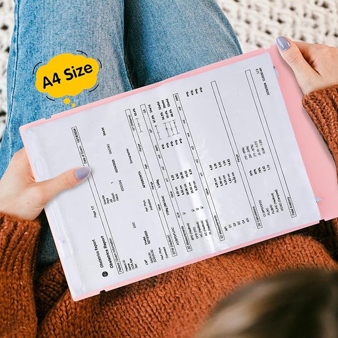 Portable Expanding File Folders, Folio Document Organizer for Letter Paper,Bill,Receipt, Detachable and Foldable File Holder 40-Page Paper Organizer with 50 Pockets(30pcs A4,20pcs A5).Pink
