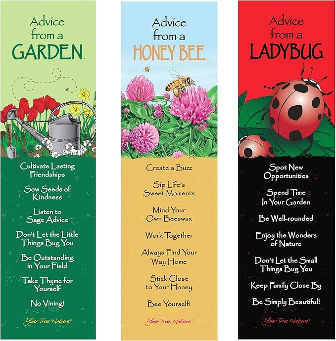 Advice 3 Bookmark Garden Delights Set, Laminated with Glossy Finish, Gardening, Ladybug, Honey Bee (AMBM-GARDDLGHT)