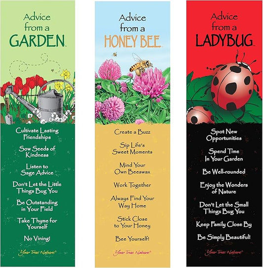 Advice 3 Bookmark Garden Delights Set, Laminated with Glossy Finish, Gardening, Ladybug, Honey Bee (AMBM-GARDDLGHT)