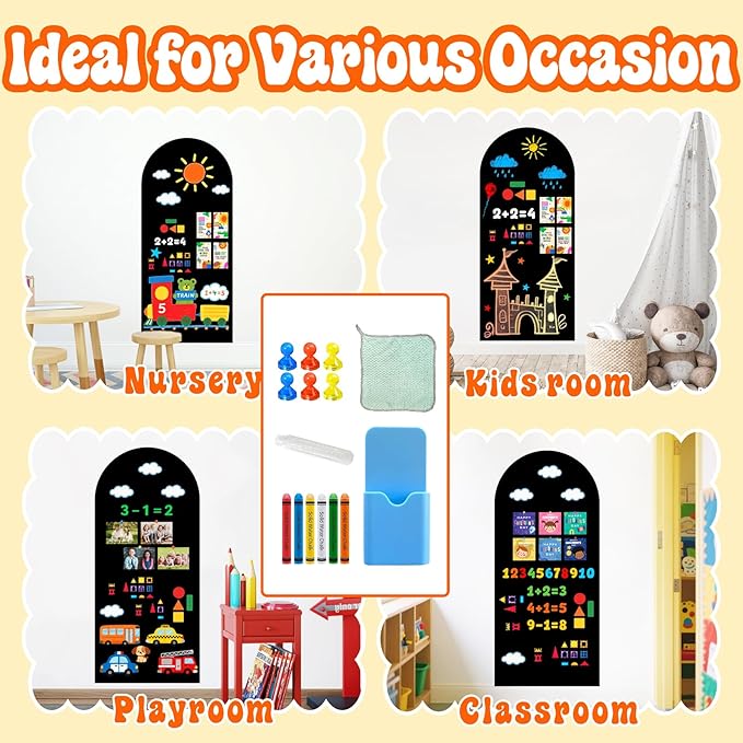 Arch Magnetic Wall Decal Magnet Stickers for Playroom Peel and Stick Magnetic Playwall for Kids Self Adhesive Magnet Wall Board Wallapepr Black Chalkboard for Classroom Home School Nursery Supplies